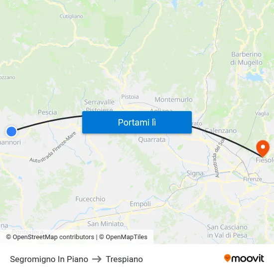 Segromigno In Piano to Trespiano map