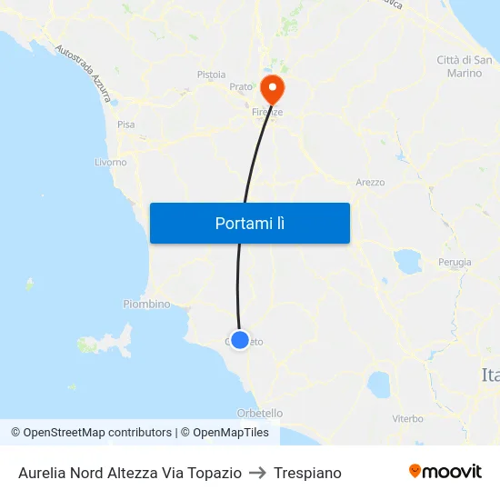 Aurelia Nord Altezza Via Topazio to Trespiano map
