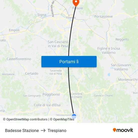 Badesse Stazione to Trespiano map