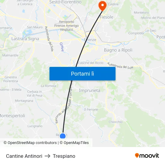 Cantine Antinori to Trespiano map