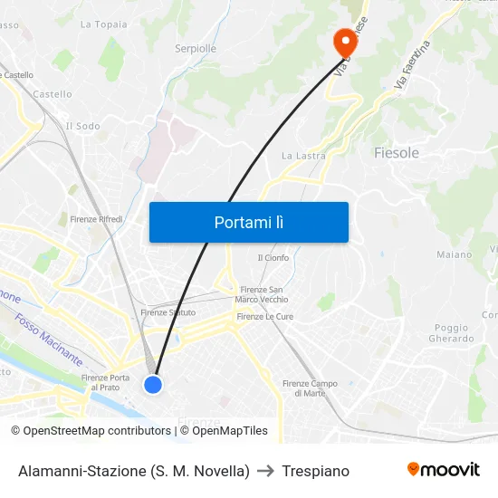 Alamanni-Stazione (S. M. Novella) to Trespiano map