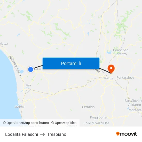 Località Falaschi to Trespiano map