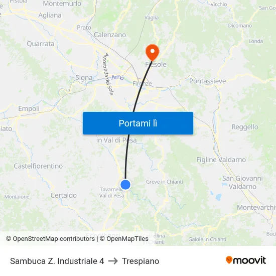 Sambuca  Z. Industriale 4 to Trespiano map