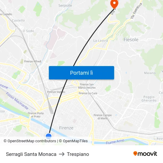 Serragli Santa Monaca to Trespiano map