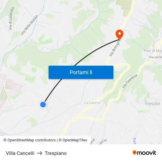 Villa Cancelli to Trespiano map