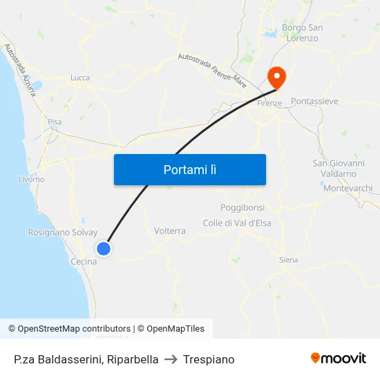 P.za Baldasserini, Riparbella to Trespiano map