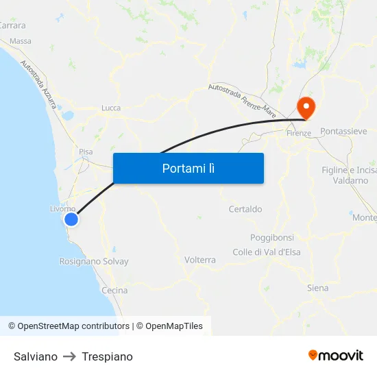 Salviano to Trespiano map