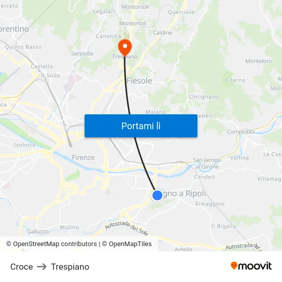 Croce to Trespiano map