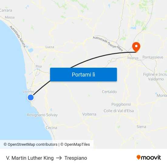V. Martin Luther King to Trespiano map