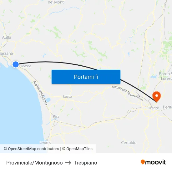 Provinciale/Montignoso to Trespiano map