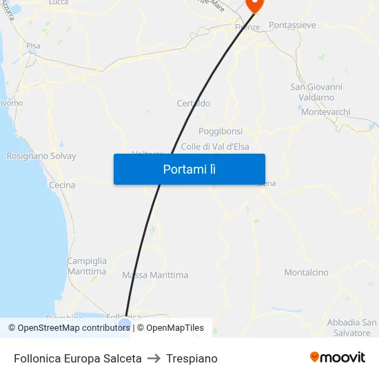 Follonica Europa Salceta to Trespiano map