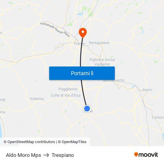 Aldo Moro Mps to Trespiano map