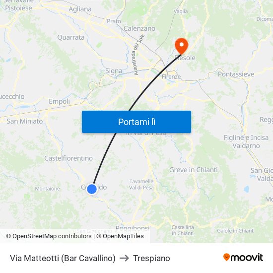 Via Matteotti (Bar Cavallino) to Trespiano map