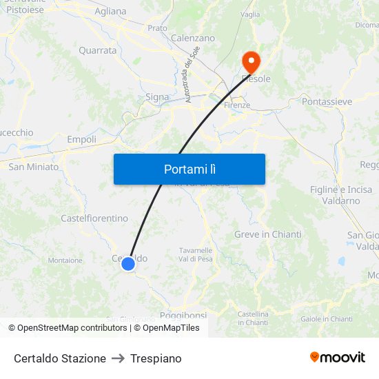 Certaldo Stazione to Trespiano map