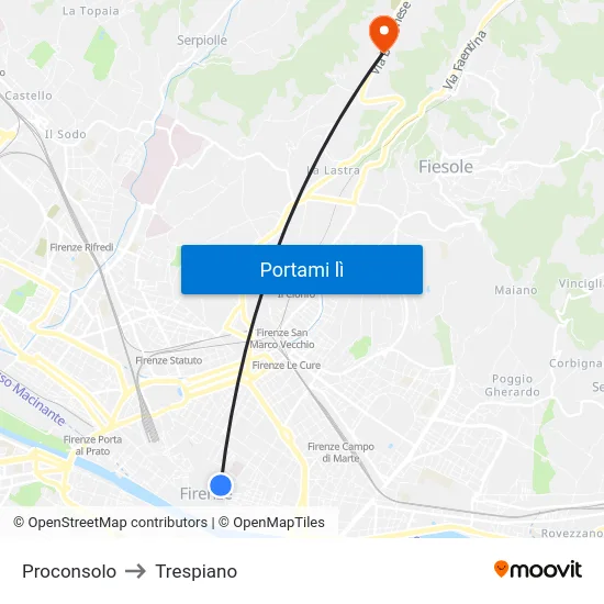 Proconsolo to Trespiano map