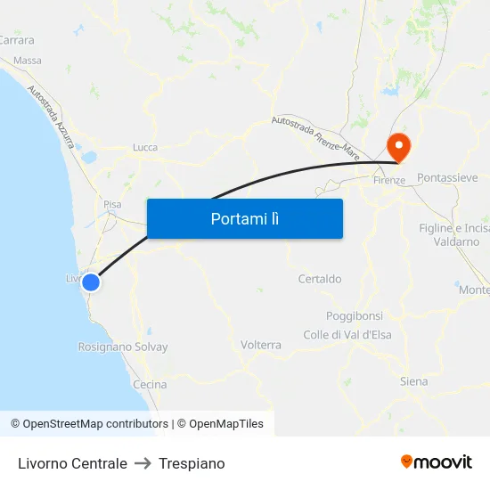 Livorno Centrale to Trespiano map