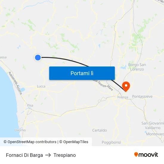 Fornaci Di Barga to Trespiano map
