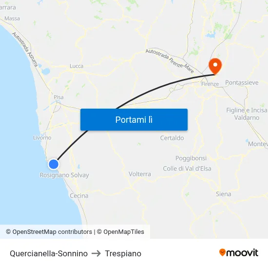 Quercianella-Sonnino to Trespiano map