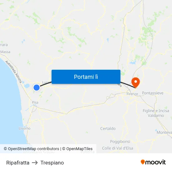 Ripafratta to Trespiano map