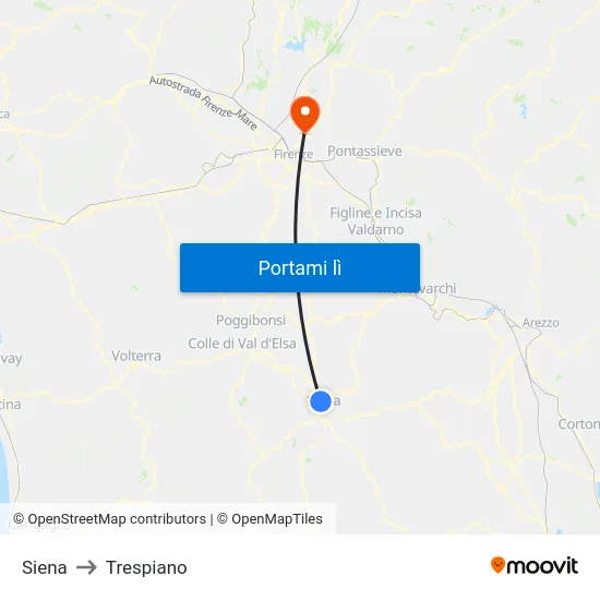 Siena to Trespiano map