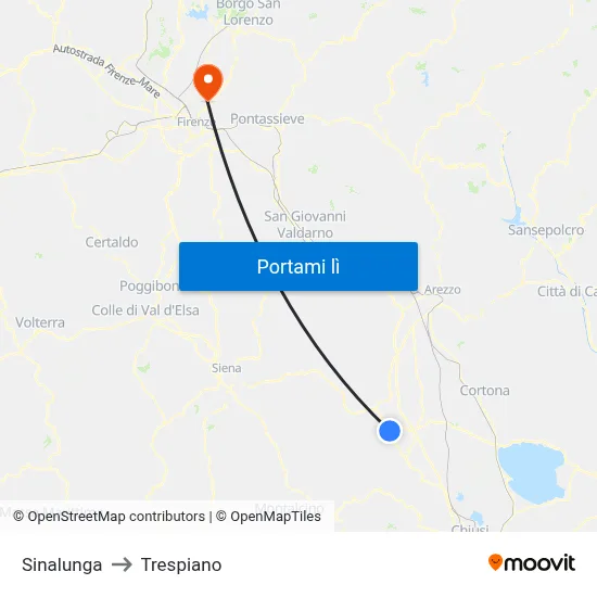 Sinalunga to Trespiano map