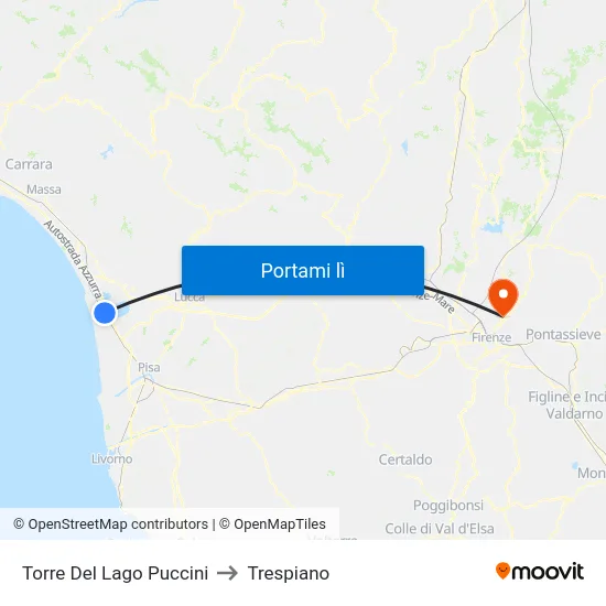 Torre Del Lago Puccini to Trespiano map