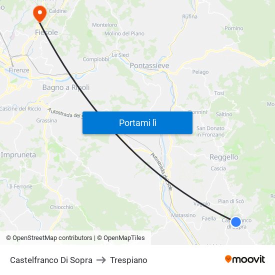 Castelfranco Di Sopra to Trespiano map