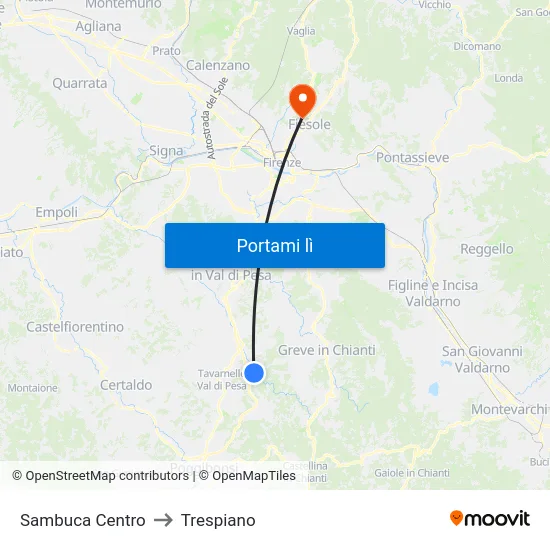 Sambuca Centro to Trespiano map