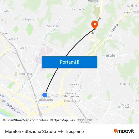 Muratori - Stazione Statuto to Trespiano map