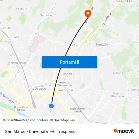 San Marco - Università to Trespiano map