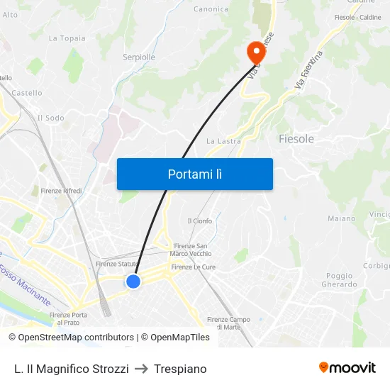 L. Il Magnifico Strozzi to Trespiano map