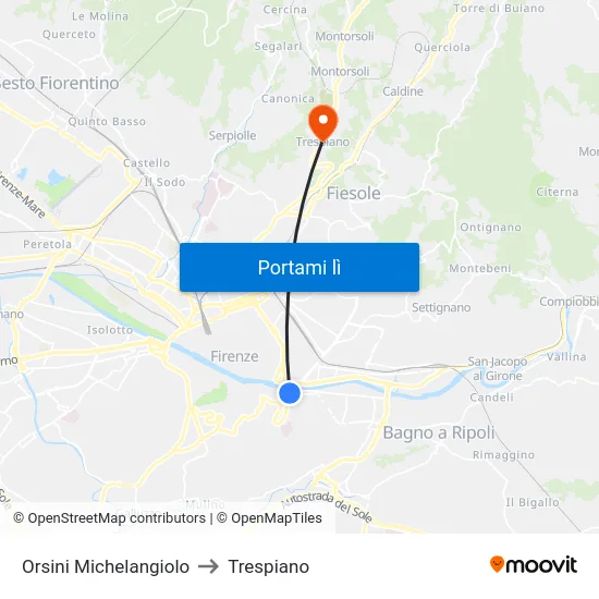 Orsini Michelangiolo to Trespiano map