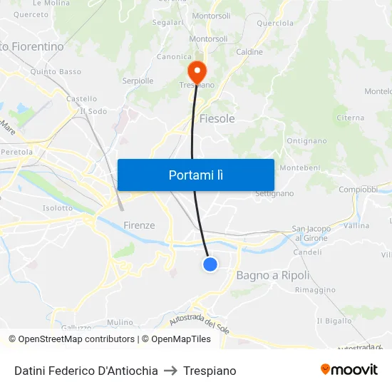 Datini Federico D'Antiochia to Trespiano map