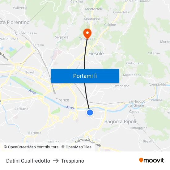 Datini Gualfredotto to Trespiano map