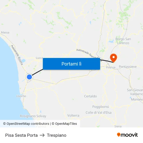 Pisa Sesta Porta to Trespiano map