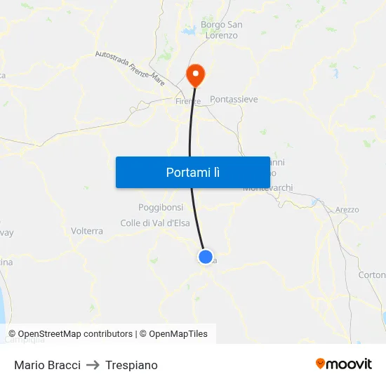 Mario Bracci to Trespiano map