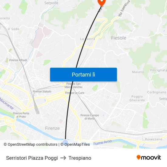 Serristori Piazza Poggi to Trespiano map