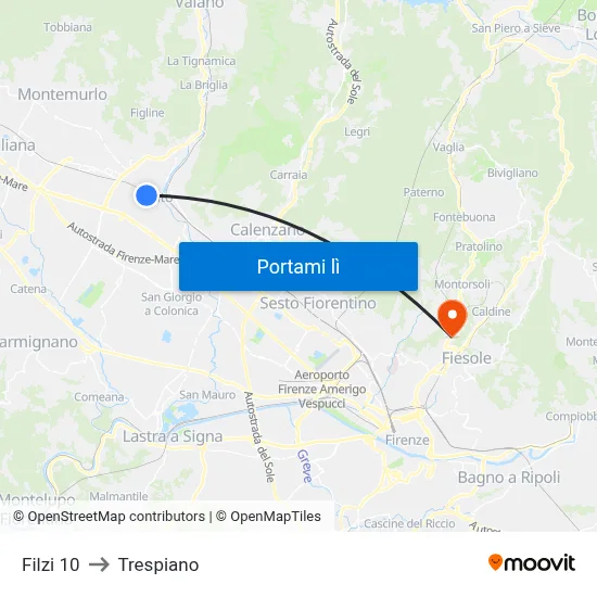 Filzi 10 to Trespiano map