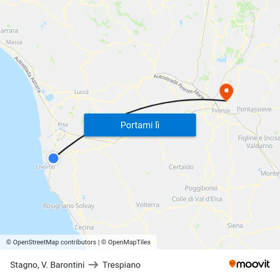 Stagno, V. Barontini to Trespiano map