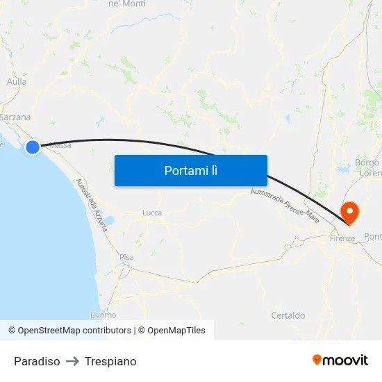 Paradiso to Trespiano map
