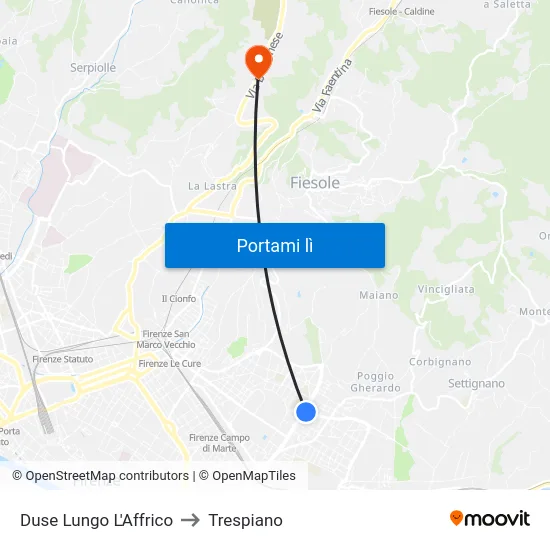 Duse Lungo L'Affrico to Trespiano map