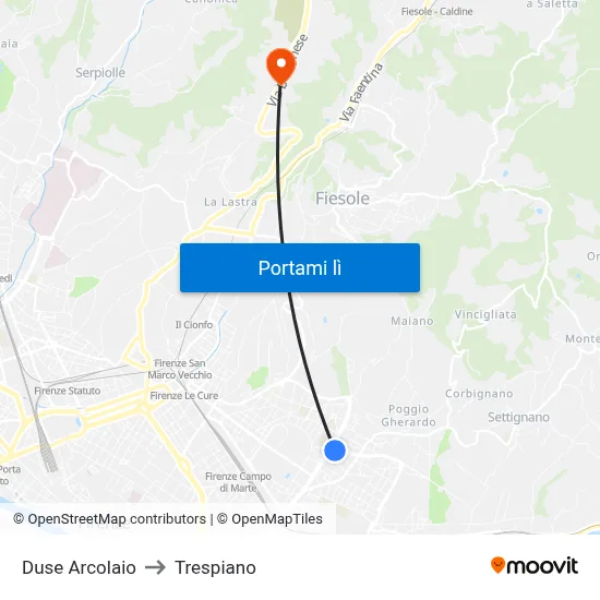 Duse Arcolaio to Trespiano map