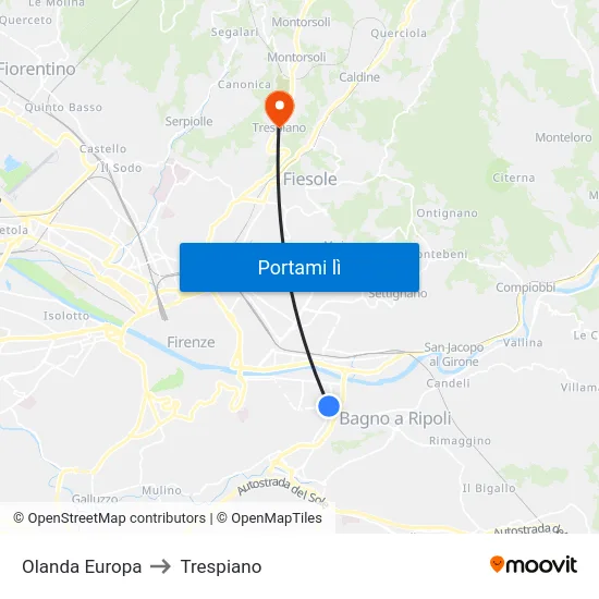 Olanda Europa to Trespiano map