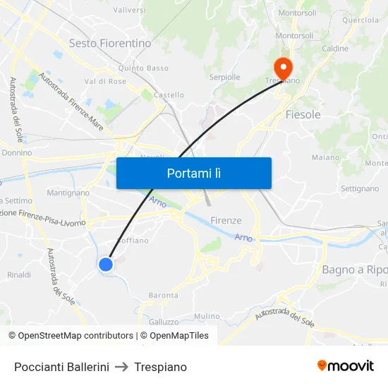 Poccianti Ballerini to Trespiano map