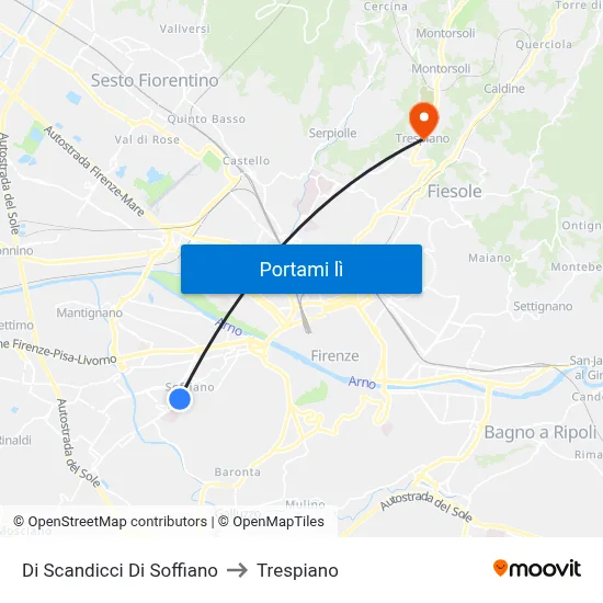 Di Scandicci Di Soffiano to Trespiano map