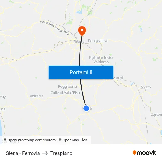 Siena - Ferrovia to Trespiano map