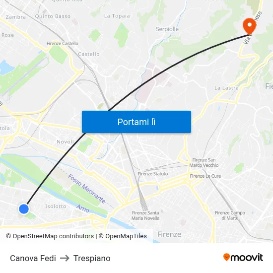 Canova Fedi to Trespiano map