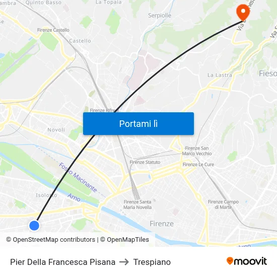 Pier Della Francesca Pisana to Trespiano map