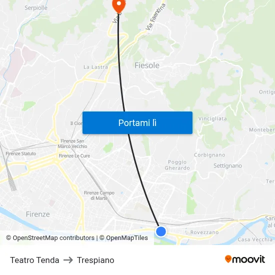 Teatro Tenda to Trespiano map