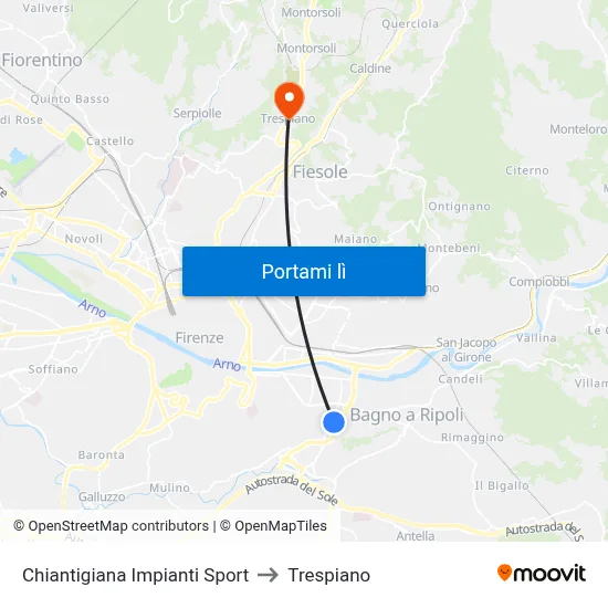 Chiantigiana Impianti Sport to Trespiano map